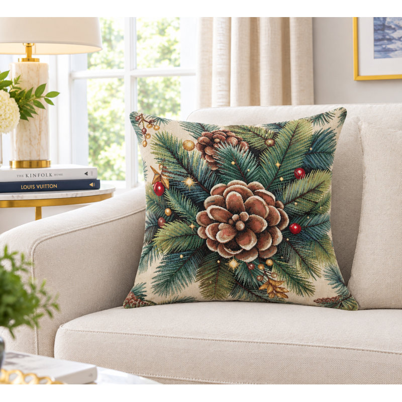 Winter Holiday Bouquet Pillow Damask Throw Pillow