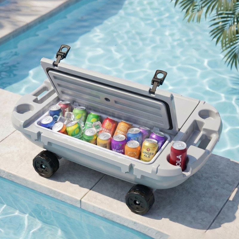 Glacière roulante 40QT avec roulettes pour camping, plage et bateau