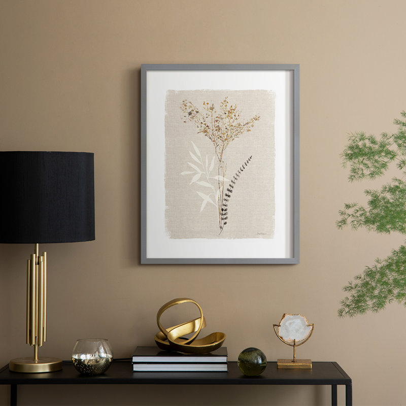 «Dried Foliage I», reproduction encadrée - bois massif, H 15 po x l 12 po, Gris