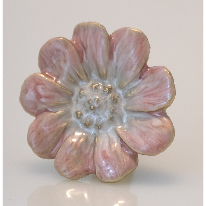 Bouton de fleur rose Dahlia - Cloisonné sur étain
