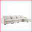 Canapé modulaire en L en velours côtelé beige avec siège profond, repose-pieds avec rangement et amp; 4 coussins de taille pour le salon
