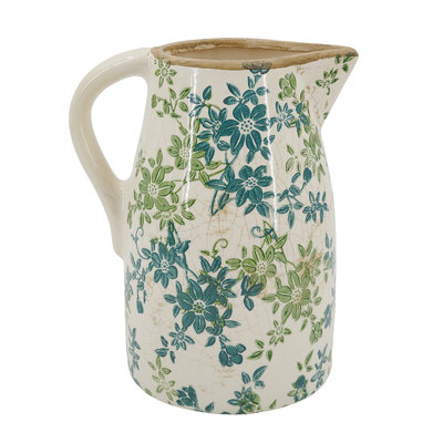 7.9X5.9X9.4" Floral Pitcher Vase