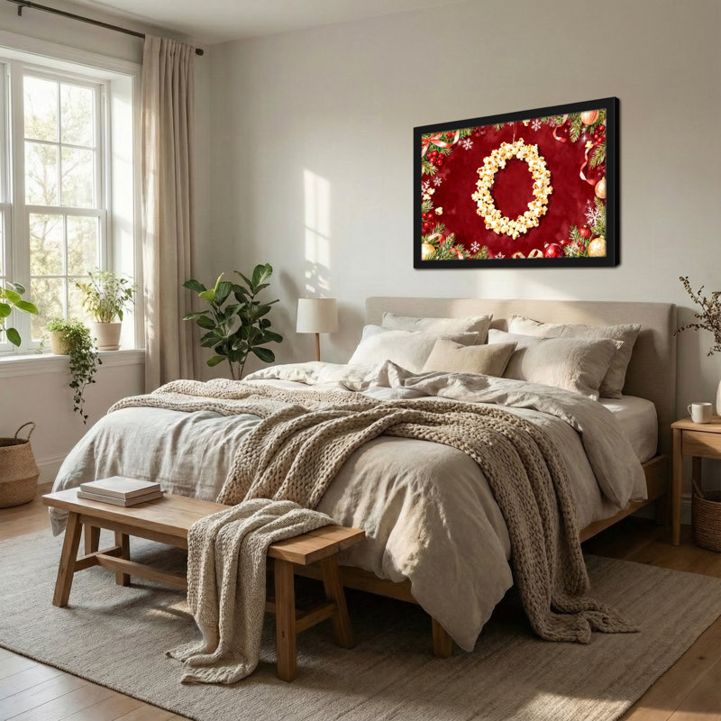 Motif décoratif de Noël couronne de maïs soufflé, H 24 po x l 36 po