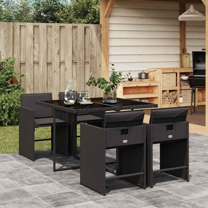 Patio Dining Set with, Black, Black
