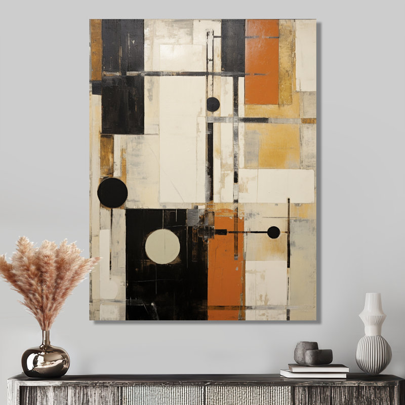Art moderne moderne abstrait orange et beige, H 32 po x l 16 po x P 1 po, Toile tendue