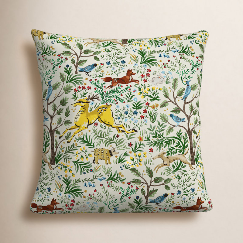 Foxe Toile Outdoor Reversible Throw Pillow, 22" x 22", Frolic Citrus