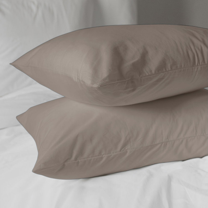 Sandy Taupe Cotton Percale Standard/Queen Pillowcase Set