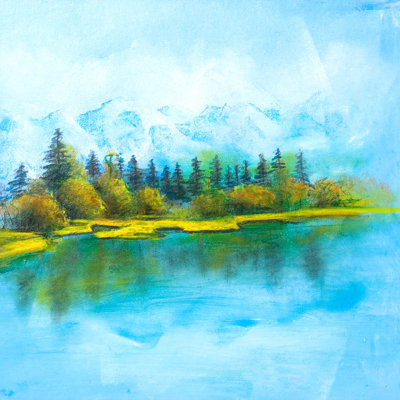 Blue Landscape - Wrapped Canvas Painting