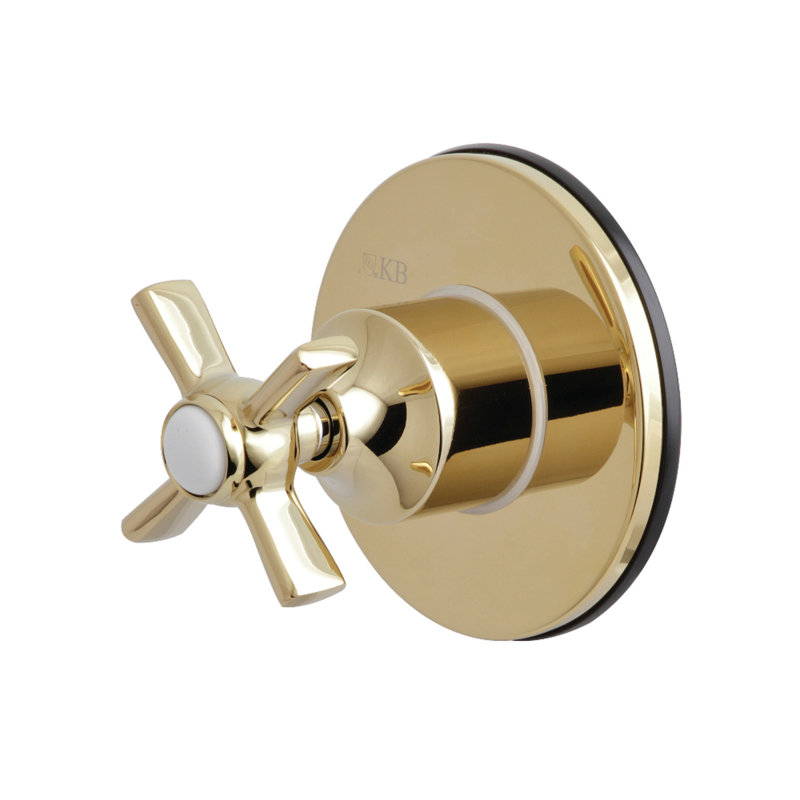 Kingston Brass Single-Handle Wall Mount Three-Way Diverter Valve with Trim Kit, Polished Brass