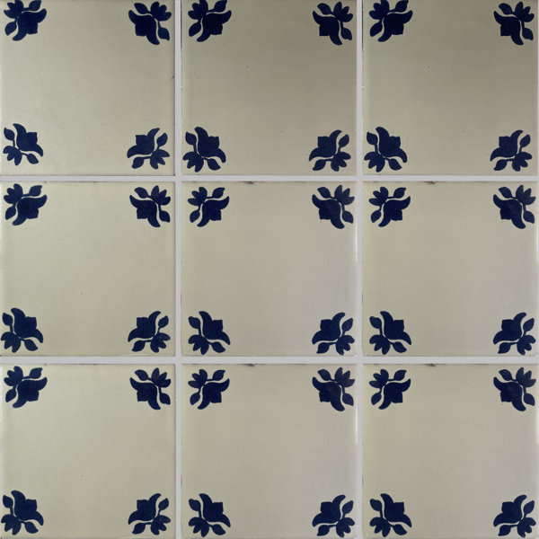 4.2" x 4.2" 9pcs TalaMex Milena Mexican Clay Tile Handmade Talavera Backsplash Mosaic