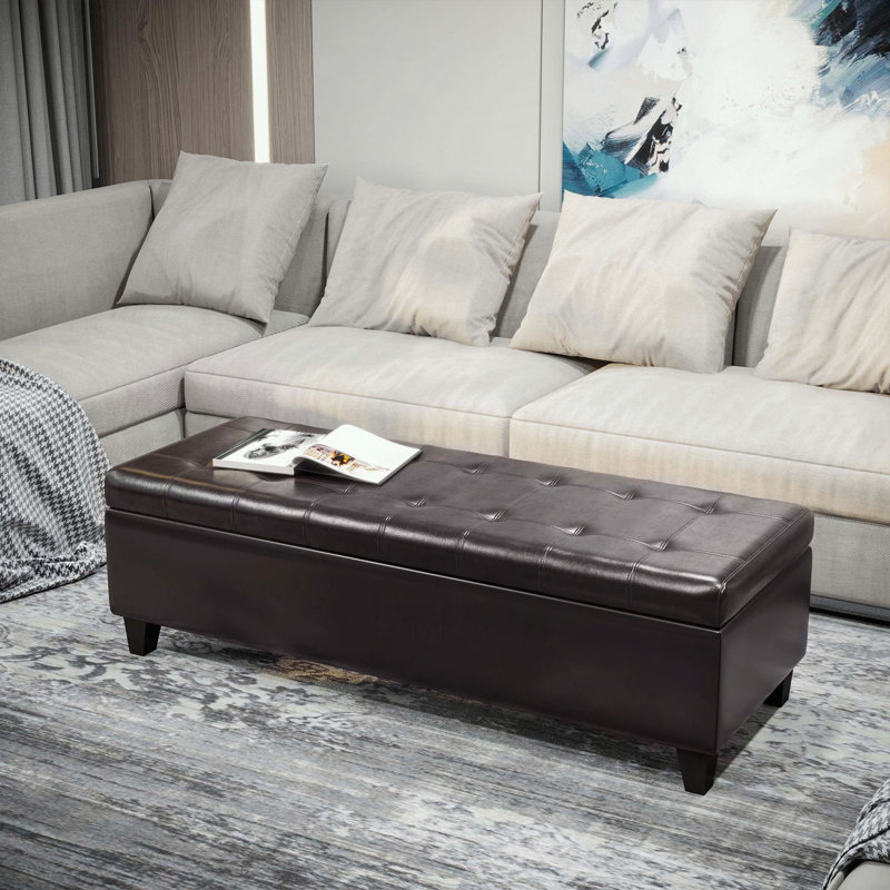 Banc de rangement avec repose-pieds 51 po, Brun