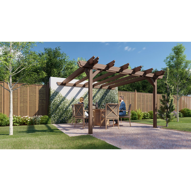 Bauke Solid Wood Pergola, Rustic Brown, 25.7 ft x 7.10 ft