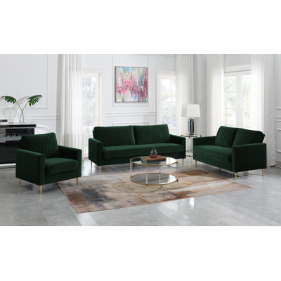 Marienville 3 - Piece Velvet Living Room Set