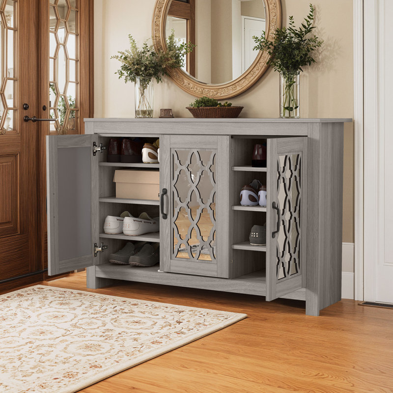 Chessani 16 Pair Shoe Storage Cabinet, Wash Gray