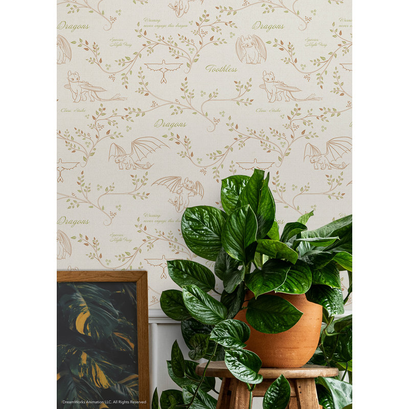 How to Train Your Dragon Toothless Radical Nature Peel and Stick Wallpaper, Cream