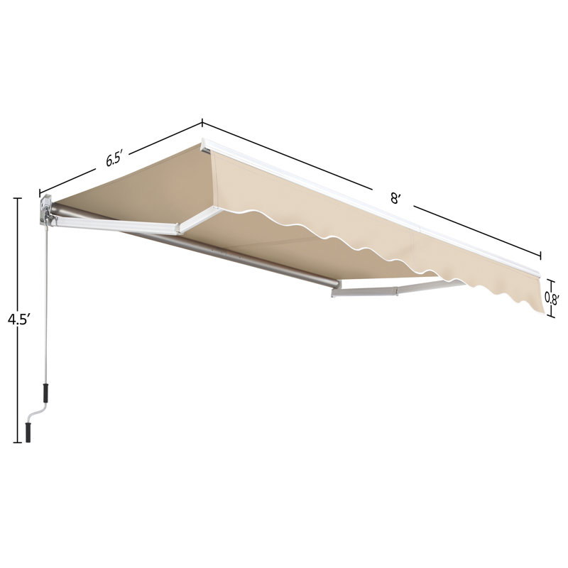 Yaheetech Fabric Beige Cover Retractable Patio Awning, 54" H x 96" W x 78" D, Beige