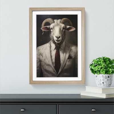 Ram Sheep in a Suit Painting No.5 - Framed Print