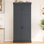 Garde-manger autoportant de 77 po de hauteur, armoire de rangement moderne de style Shaker de L 35 po x l 17,7 po avec tablettes réglables, tablettes de porte, tiroirs et porte-bouteilles, gris