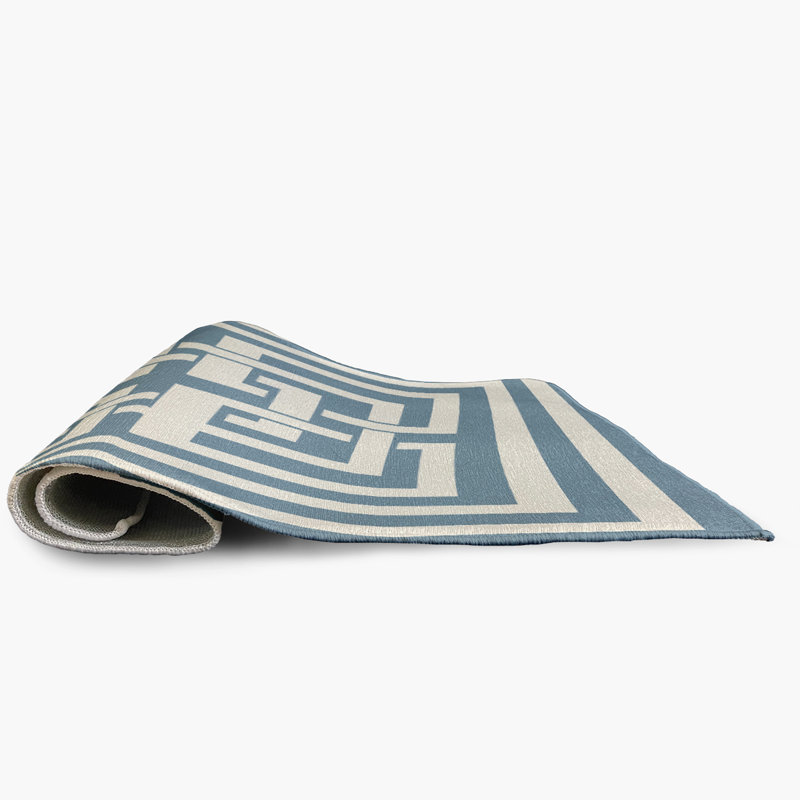 Tapis intérieur / extérieur tissé à plat à motif géométrique Cherrelle, Rectangle 5 pi x 7 pi