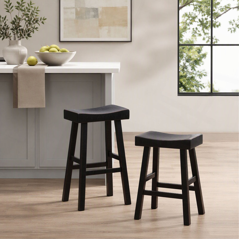 Tabouret de bar, hauteur de bar, style transitionnel, placage de bois, pour salle à manger., 30.5" H x 17.5" W x 15.5" D