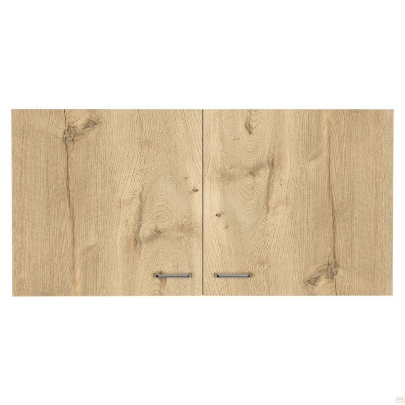 Armoire murale Toran, deux tablettes, porte double, Blanc / Chêne clair