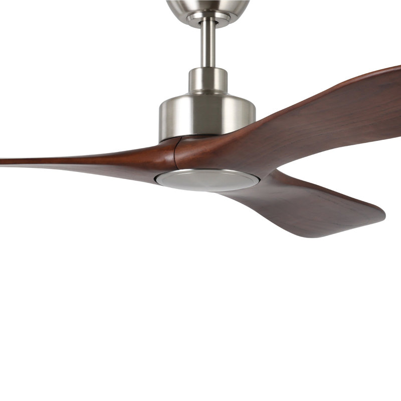 Ventilateur de plafond Zionne, Nickel brossé, Bois brun foncé