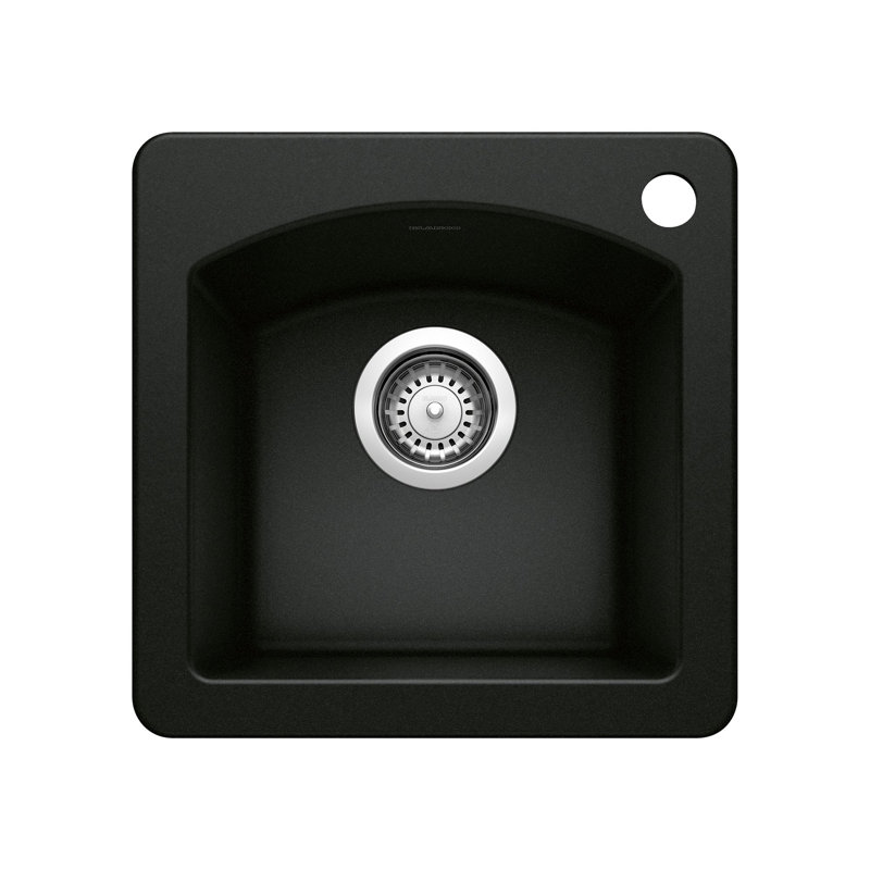 Diamond SILGRANIT 15" L x 15" W Drop-in/Undermount Bar Sink, Coal Black