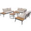 Ensemble de canapés modulaires d'extérieur 6 pièces avec tables basses gigognes et sièges avec coussins pour terrasse, porche et jardin (beige) TREXM