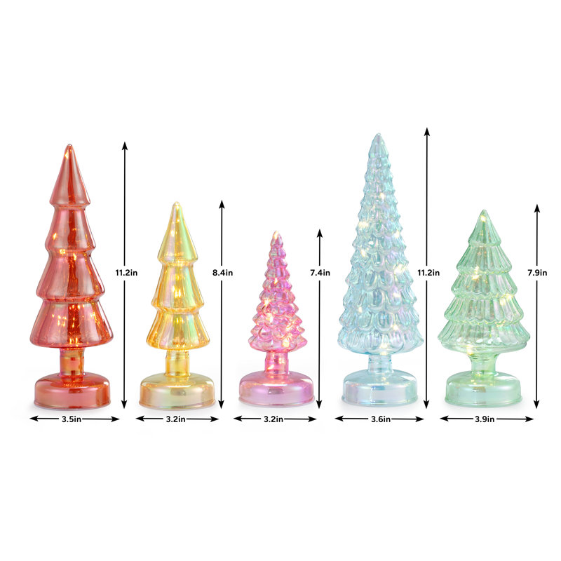 Ensemble de 5 arbres scintillants - Multicolores