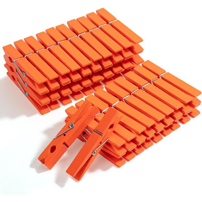 Large Wooden Clothes Pins, 50 Pack Natural Wood Clips with Rust Resistant Spring for Laundry, Crafts, Photos, and Bag Sealing