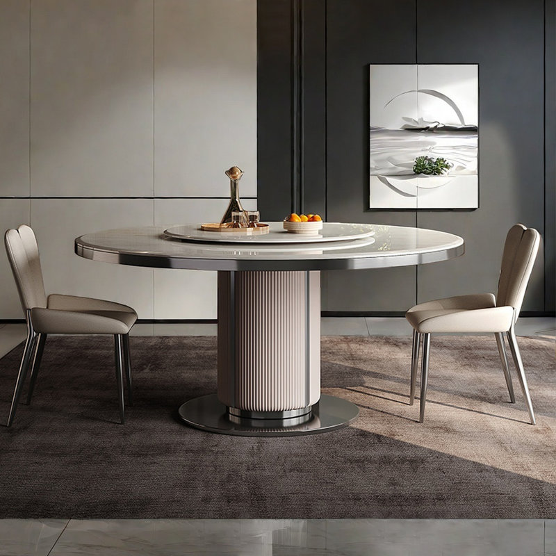 Tables de salle à manger légères en marbre naturel clair, H 29,5 po x L 47,2 po x l 47,2 po