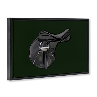Black Horse Saddle Framed Floater Canvas by Amelia Noyes