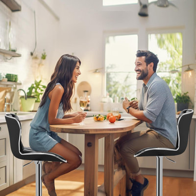 Bar Stools Set Of 2, Swivel Adjustable Counter Height Barstools With Back And PU Leather, Bar Stools For Kitchen Counter/Dining Room/Office-Black -  Orren Ellis, 657D321D919845E2A4E354E29017FAE5