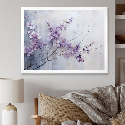 Purple Minimalism Violets On Canvas Print