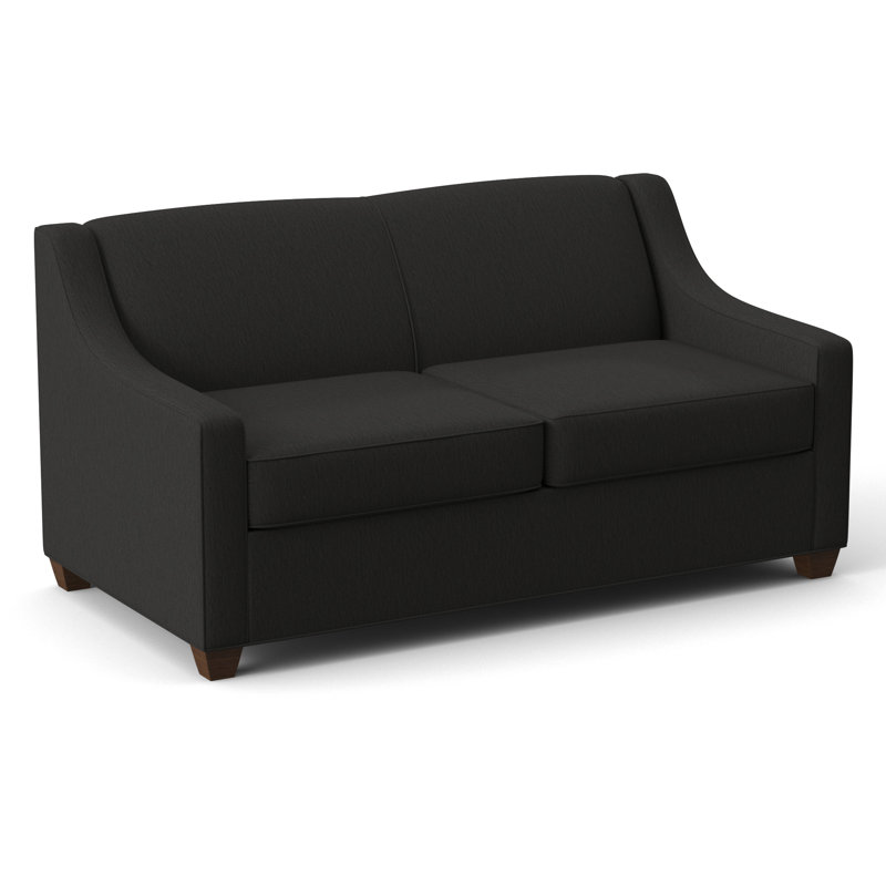 Phillips 68" Square Arm Loveseat with Reversible Cushions, Montana Walnut, Cardigan Coal