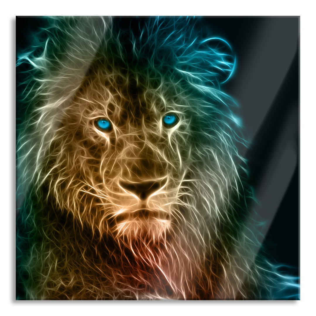 Ungerahmter Grafikdruck auf Glas "Proud Lion Abstract"