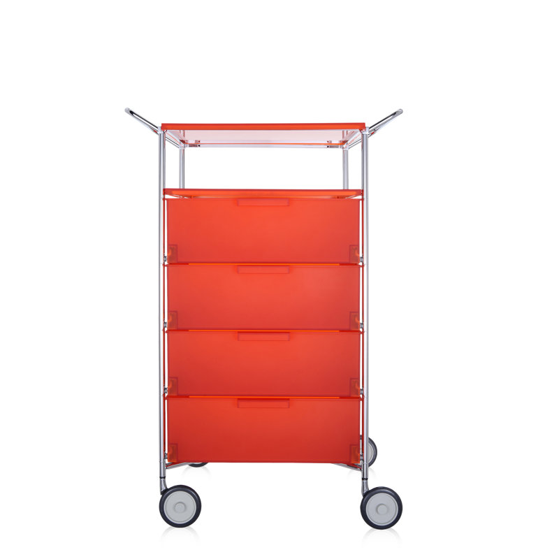 Mobil Storage Drawer, Translucent Ice, 4 Drawers with Open Shelf and Wheels