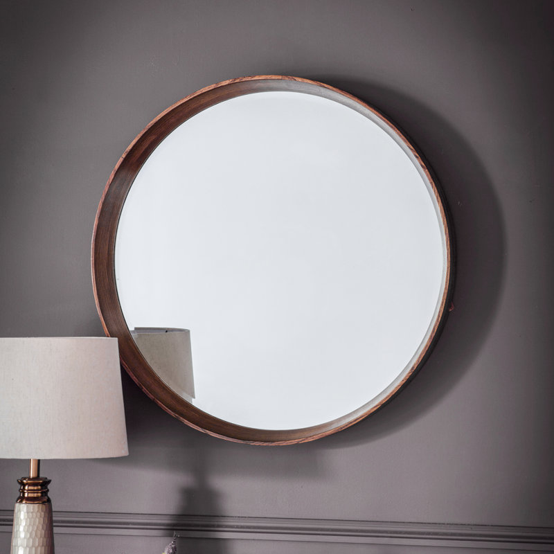 Carles Wood Flat Wall Mirror, 100 cm H x 100 cm W, Walnut