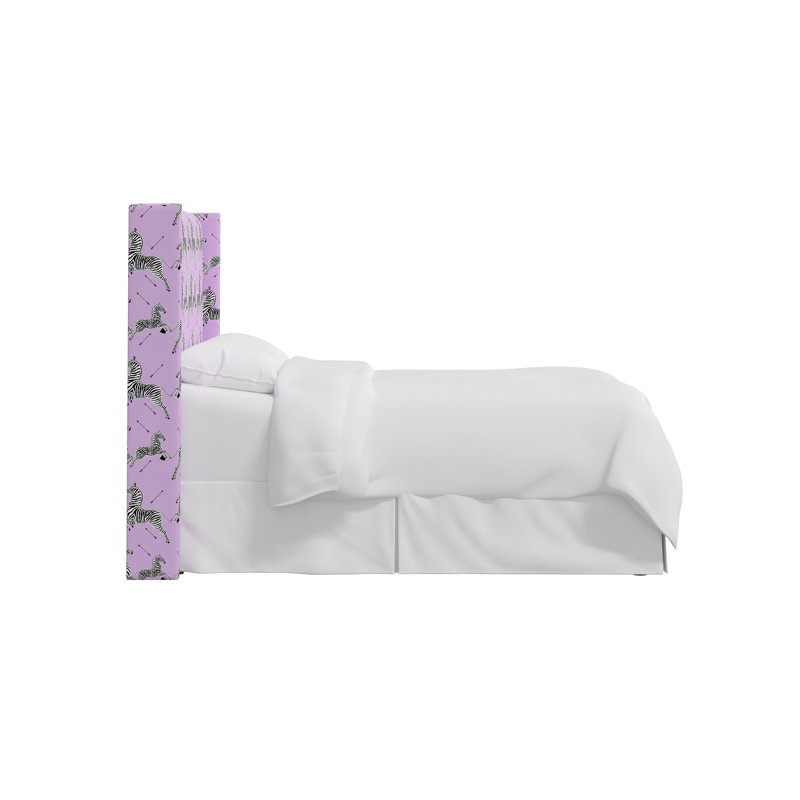 Hudson Upholstered Wingback Headboard, King, Scm Zebras Lilac Linen