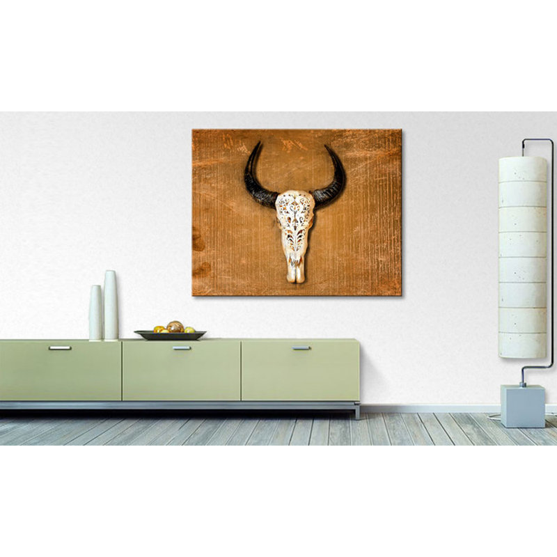 Buffalo Head - Stretched On Wooden Frame Print on Canvas, 80cm H x 100cm W, 100% cotton canvas