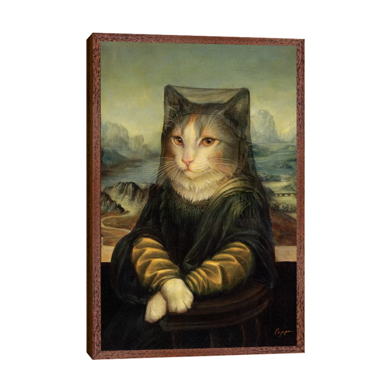 Mona Peaches by Melinda Copper - Painting on Canvas, 101.6 cm H x 66.04 cm W, Classic Brown Wood Framed