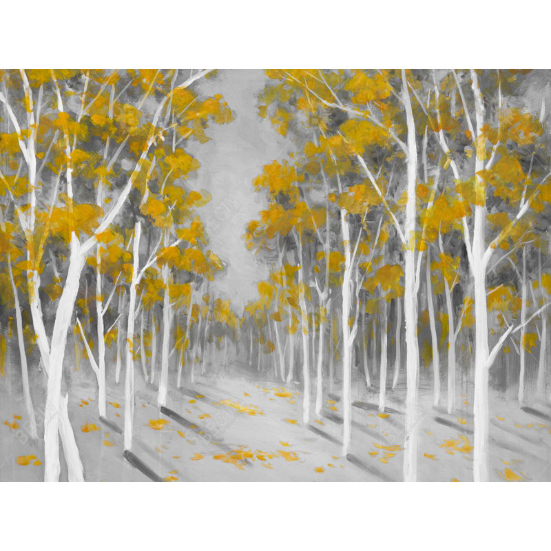 Yellow Birch Forest - Trees Yellow Canvas for Home Decor