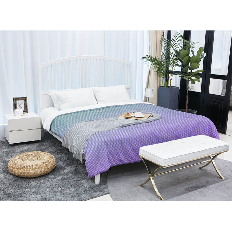 Édredon simple réversible Katelyn Elizabeth, Édredon grand, Vert clair / mauve clair