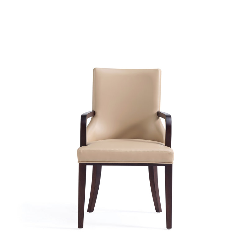 Shubert 19.75'' H Faux Leather Upholstered Beech Armchair, Tan, 2