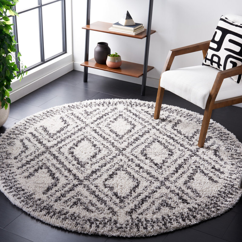 Hasiel Performance Geometric Rug, Round 6'7"