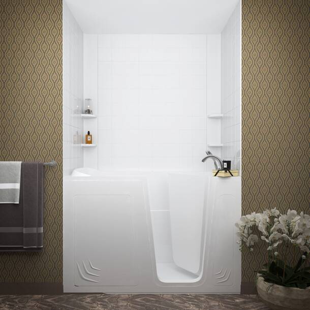 Therapeutic Tubs Aspen 60'' x 32'' Walk-in Acrylic Bathtub with Faucet ...