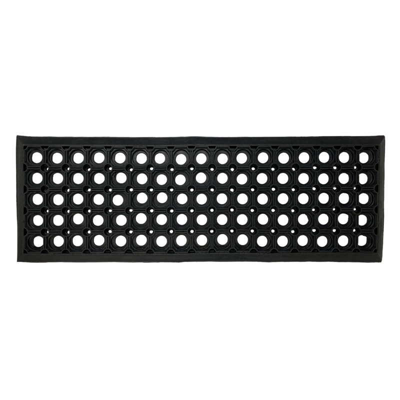 Tapis d'escalier intérieur / extérieur en caoutchouc antidérapant, Noir / trous