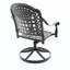 Chaise de patio pivotante en fonte d'aluminium 2 pièces avec structure et coussins