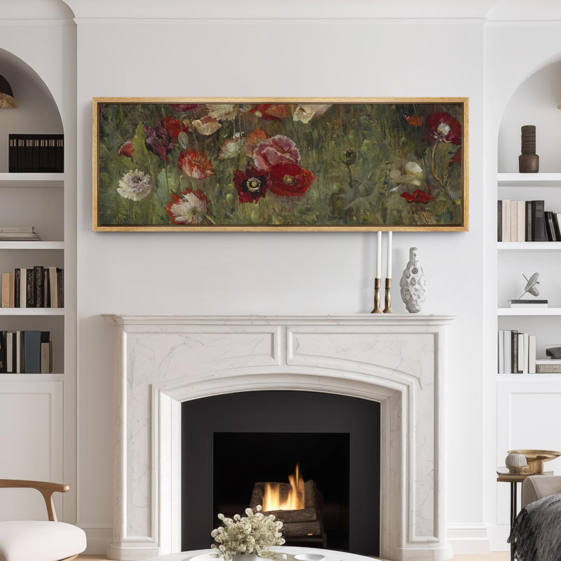 Champ de fleurs vibrantes, art moderne, H 20 po x l 60 po, Naturel