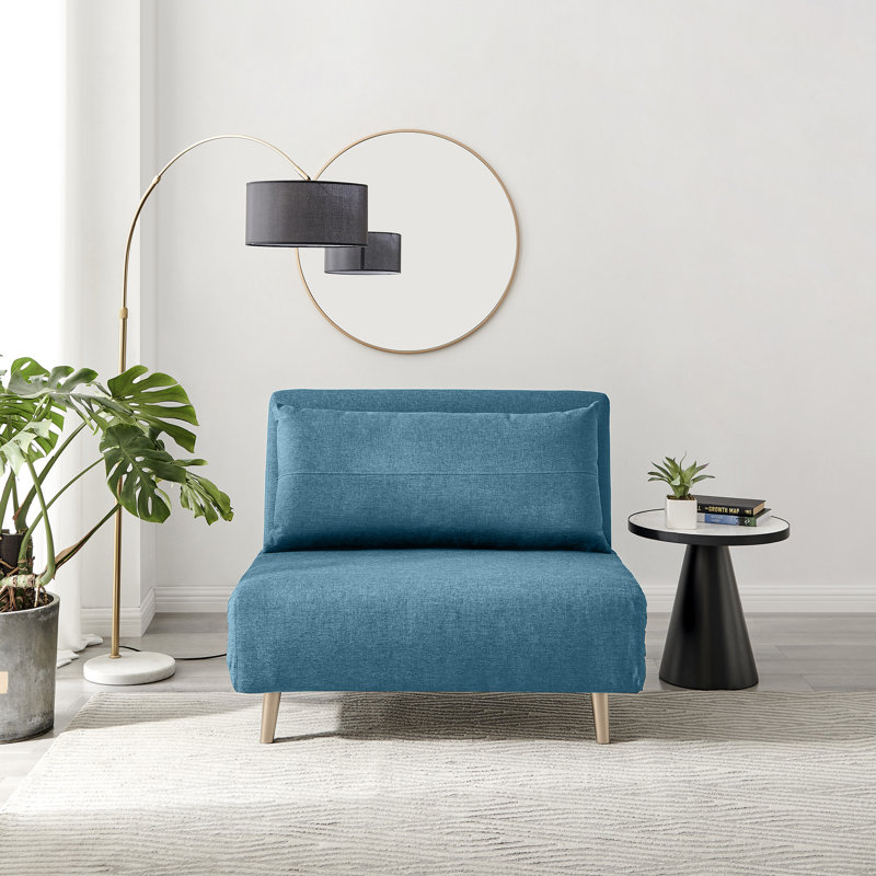 Berlyn Armchair and Single Futon - Luxury Modern Design, Blue Fabric